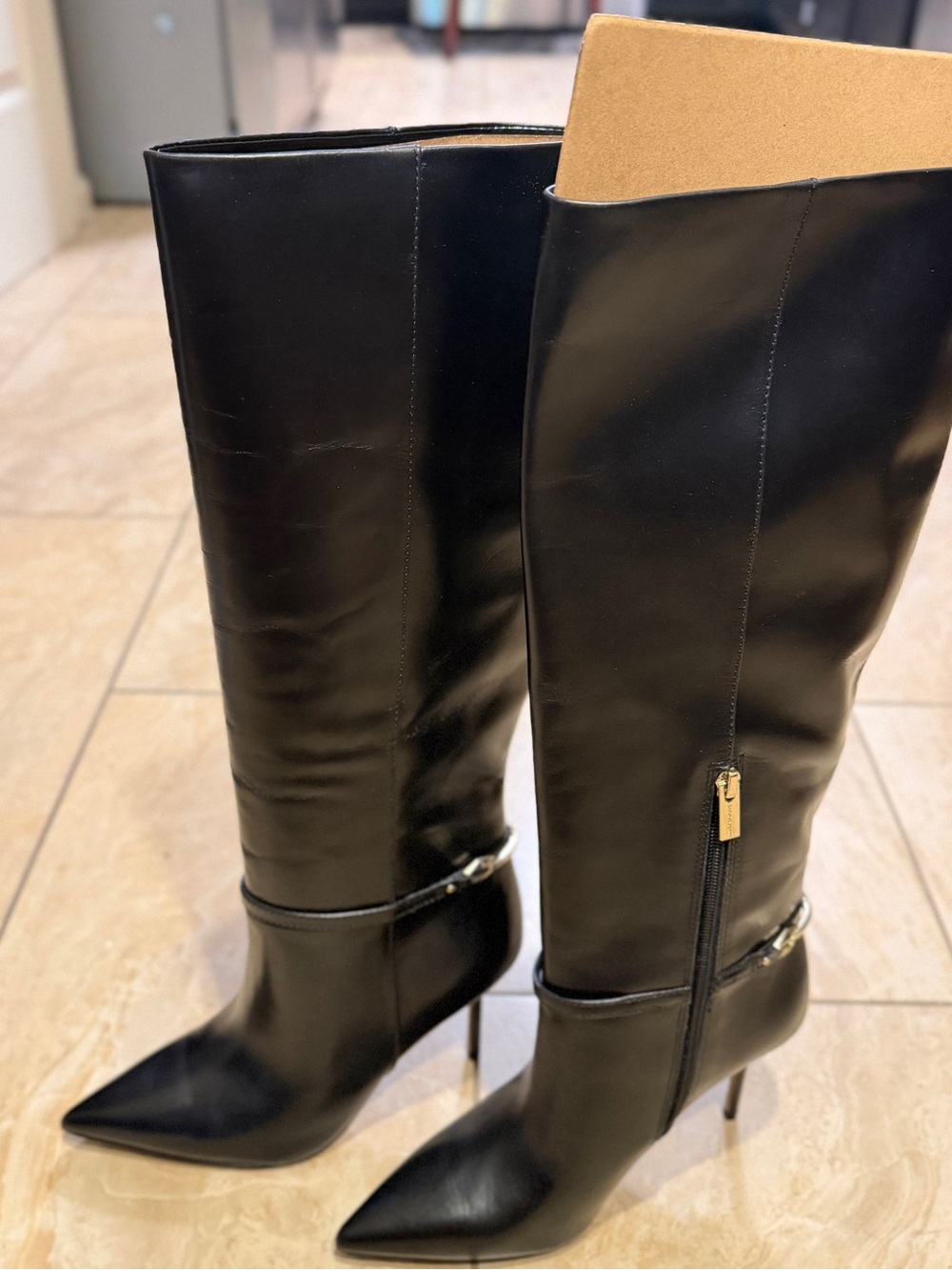 Vince Camuto Black Over-the-Knee Pointed Toe Stiletto Boots - Picture 5 of 6